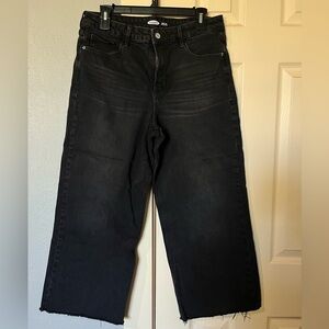 Old Navy Black Distressed Wide Leg Extra High Rise Size 12 Petite